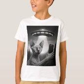 Funny Sphynx Cat Selfie Ufo Alien Area51 Boy's T-Shirt (Vorderseite)
