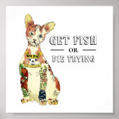 Funny Sphynx Katze mit Fisch Die versuchen Tattoo Poster (Vorne)