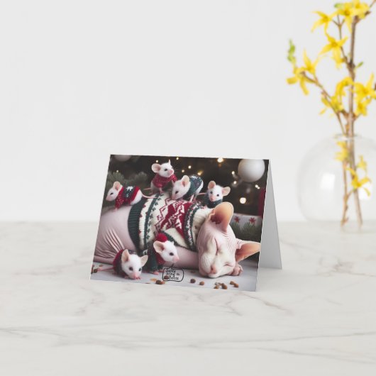 Funny Sphynx Weihnachtskarte Karte (Gelbe Blume)