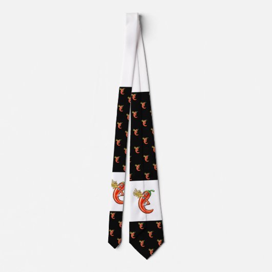 Funny Spicy Chili auf Feuermuster Krawatte (Rückseite)