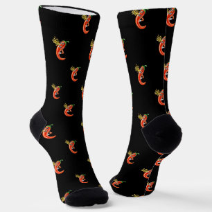 Funny Spicy Chili auf Feuermuster Socken