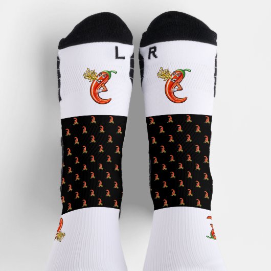 Funny Spicy Chili auf Feuermuster Socken (Oben)