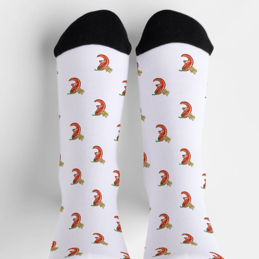 Funny Spicy Chili auf Feuermuster Socken (Oben)