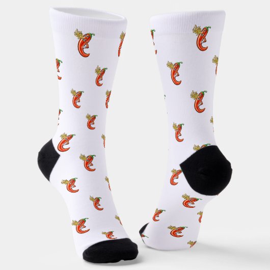Funny Spicy Chili auf Feuermuster Socken (Gewinkelt)