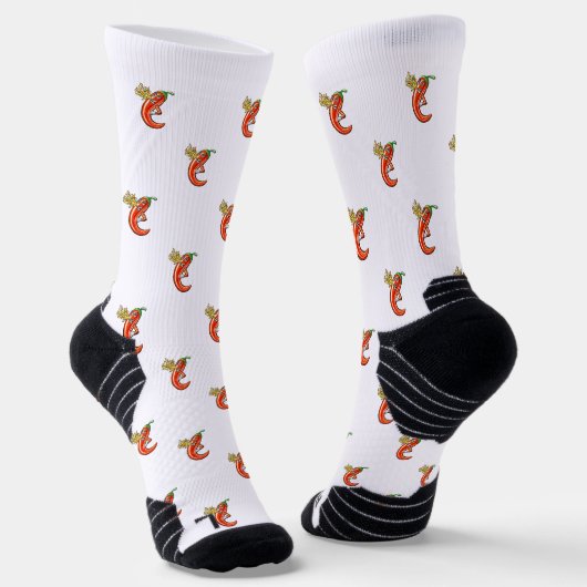Funny Spicy Chili auf Feuermuster Socken (Gewinkelt)