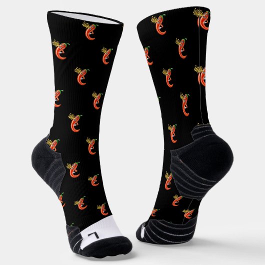 Funny Spicy Chili auf Feuermuster Socken (Gewinkelt)