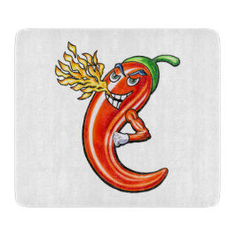 Funny Spicy Chili on Fire Schneidebrett