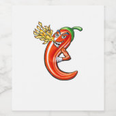 Funny Spicy Chili on Fire Weinetikett (Einzelnes Label)