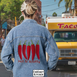 Funny Spicy Red Crochet Jalapeno Kniting Pub Jeansjacke