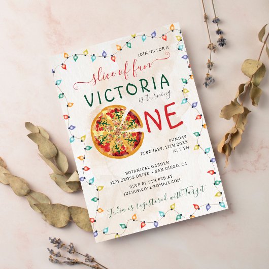 Funny Spicy Slice Pizza GRILLEN Foto Erstgeburt Einladung