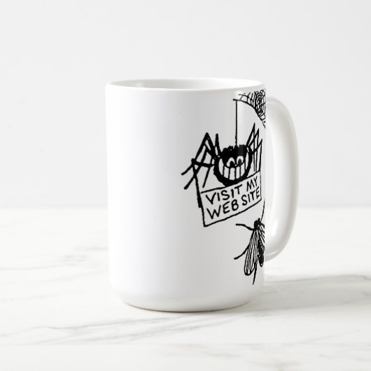 Funny Spider Says Visit My Website Cartoon Kaffeetasse (VorderseiteRechts)