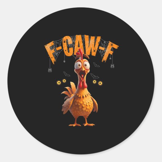 Funny Spider Web Chicken F-caw-f Runder Aufkleber (Vorderseite)
