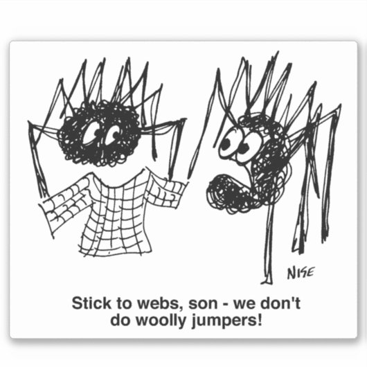 Funny Spiders and Spiders Web Weaving Cartoon Aufkleber (Vorderseite)