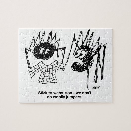 Funny Spiders and Spiders Web Weaving Cartoon Puzzle (Horizontal)