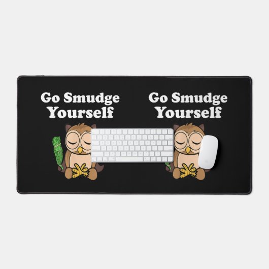 Funny Spiritual Go Smudge Sie selbst Owl Meditiere Schreibtischunterlage (Tastatur & Maus)