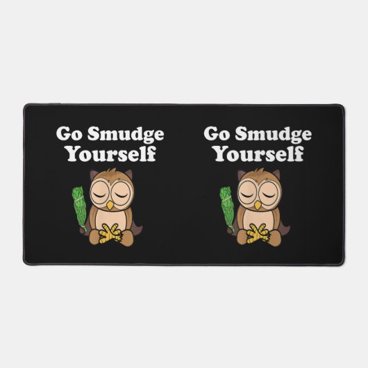 Funny Spiritual Go Smudge Sie selbst Owl Meditiere Schreibtischunterlage (Vorderseite)
