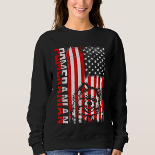 Funny Spitz American Flag Hund Vater Hund Mama Sweatshirt