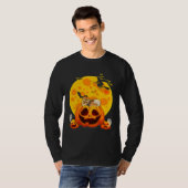 Funny Spitz Dog Pumpkin Hexenhut T-Shirt (Vorne ganz)
