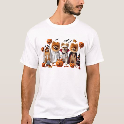 Funny Spitz Halloween Hund Lover T-Shirt (Vorderseite)