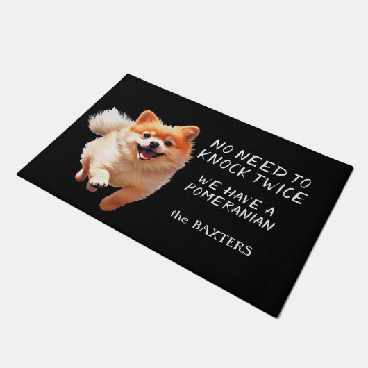 Funny Spitz Hund muss nicht zweimal geknackt werde Fußmatte (Schrägansicht)