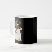 Funny Spitz Hund Pilgrim Hat Fall glücklich Danke Kaffeetasse (Vorderseite Links)