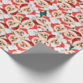 Funny Spitz Weihnachtsmuster Geschenkpapier (Ecke)