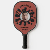 Funny Splatter Squish Black Goo Custom Name Photo Pickleball Schläger (Rückseite)