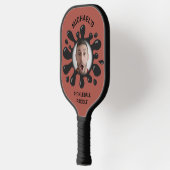 Funny Splatter Squish Black Goo Custom Name Photo Pickleball Schläger (Links)