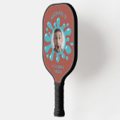 Funny Splatter Squish Blue Goo Custom Name Photo Pickleball Schläger (Links)