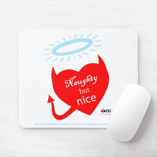 Funny Split Personality Naughty Nice Cartoon Herzl Mousepad (Mit Mouse)
