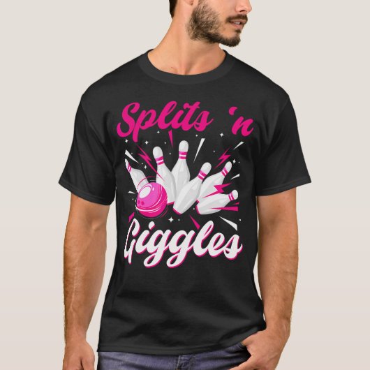 Funny Splits 'N Giggles Bowling Team Niedlich Bowl T-Shirt (Vorderseite)
