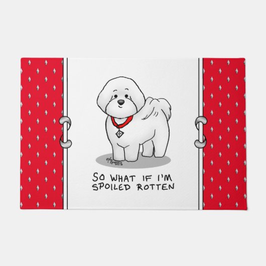 Funny Spoiled Rotten Bichon Frise Dog - Niedlich Fußmatte (Vorderseite)