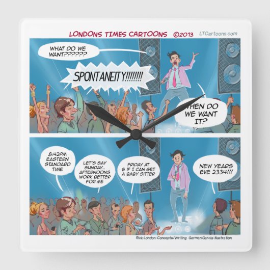Funny Spontanate Coach Wall Clock Quadratische Wanduhr (Vorderseite)