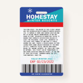 Funny SPOOF Winter Break Custom Ski Lift Ticket Ausweis (Rückseite)