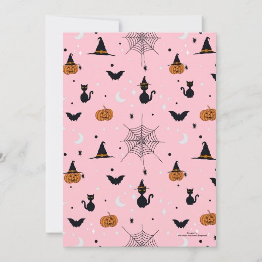 Funny Spookoky Halloween Pink Design Einladung (Rückseite)