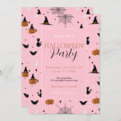 Funny Spookoky Halloween Pink Design Einladung (Vorne/Hinten)