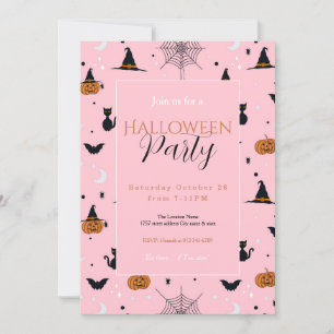 Funny Spookoky Halloween Pink Design Einladung