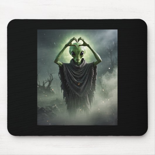 Funny Spooky Alien Heart Hands Horror Poster Hallo Mousepad (Vorne)