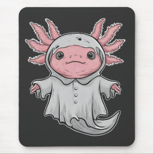 Funny Spooky Axoltol Amphibien Halloween Ghost Mousepad
