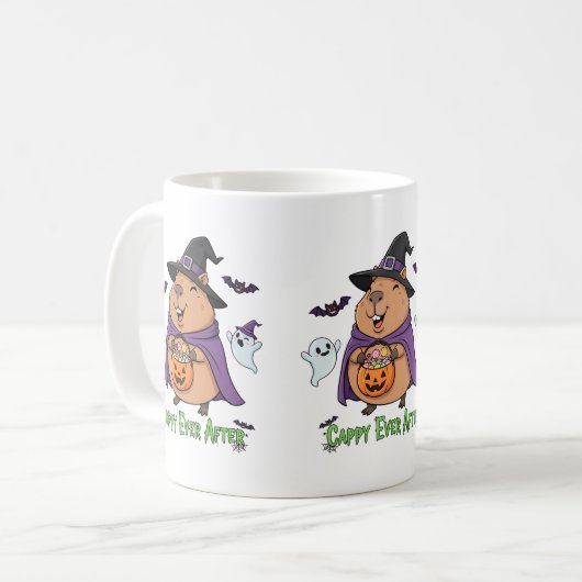 Funny Spooky Capybara Hot Cocoa Halloween Kaffeetasse (Vorderseite Links)