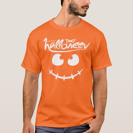 Funny Spooky Face Happy Halloween für Männer T-Shirt (Vorderseite)