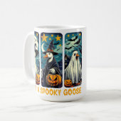 Funny Spooky Goose Halloween Hexenkürbis Kunst Kaffeetasse (Vorderseite Links)