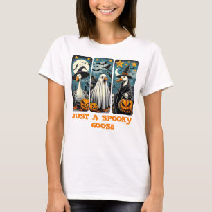 Funny Spooky Goose Halloween Hexenkürbis Kunst T-Shirt