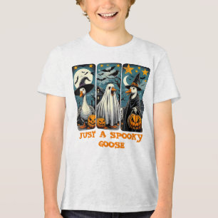 Funny Spooky Goose Halloween Hexenkürbis Kunst Tri-Blend Shirt