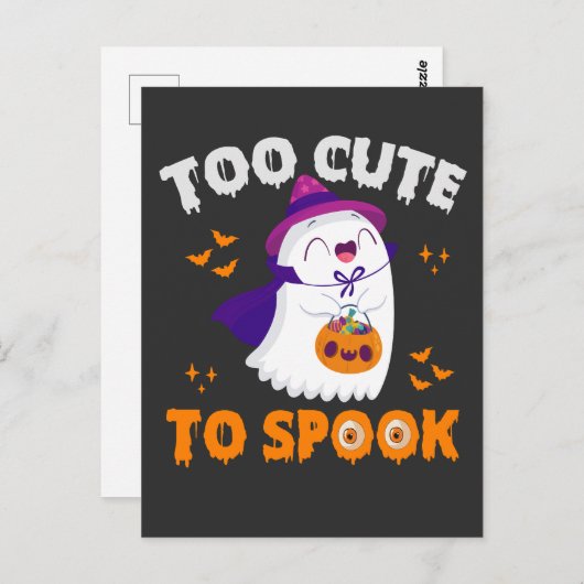 Funny Spooky Groovy Halloween zu Niedlich, um Spoo Postkarte (Vorne/Hinten)