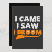 Funny Spooky Halloween i kam ich sah in Broom Hexe Einladung (Vorne/Hinten)