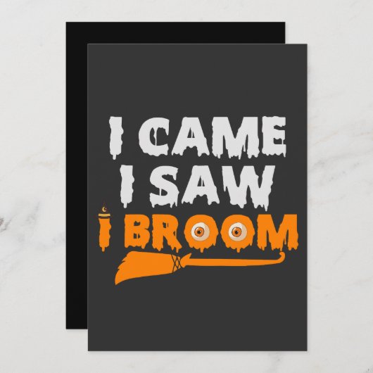 Funny Spooky Halloween i kam ich sah in Broom Hexe Einladung (Vorne/Hinten)