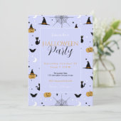 Funny Spooky Halloween Lavender Design Einladung (Stehend Vorderseite)