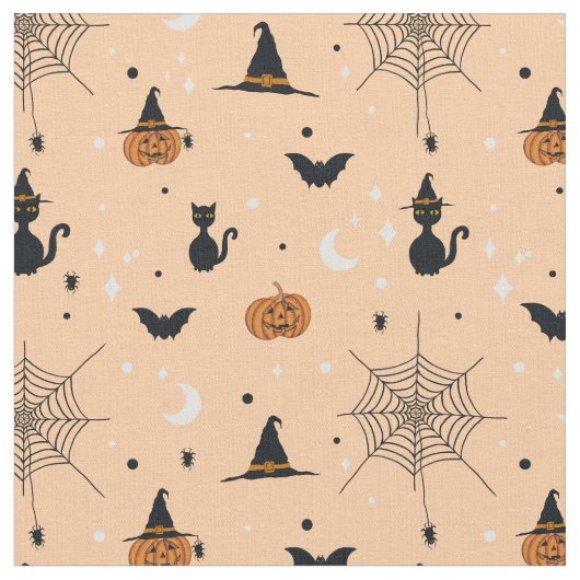 Funny Spooky Halloween Orange Design Stoff (Nahaufnahme)