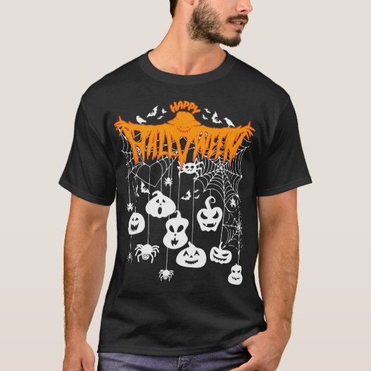 Funny Spooky Hanging Halloween Pumpkins T-Shirt (Vorderseite)
